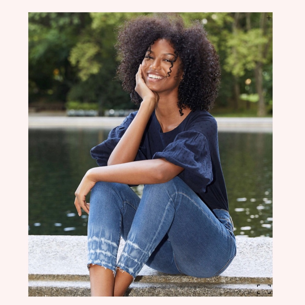 LOFT Curvy Tie Dye High Rise Skinny Crop Jeans
